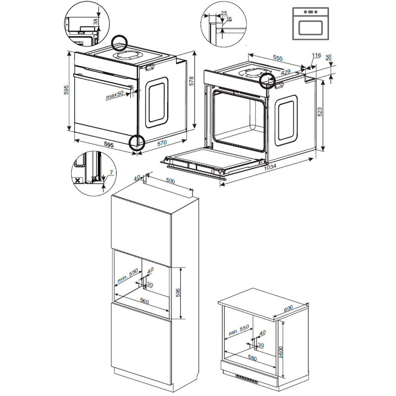 Horno Multifunción Fagor 9H-115BB 77L Clase A Blanco - Imagen 2