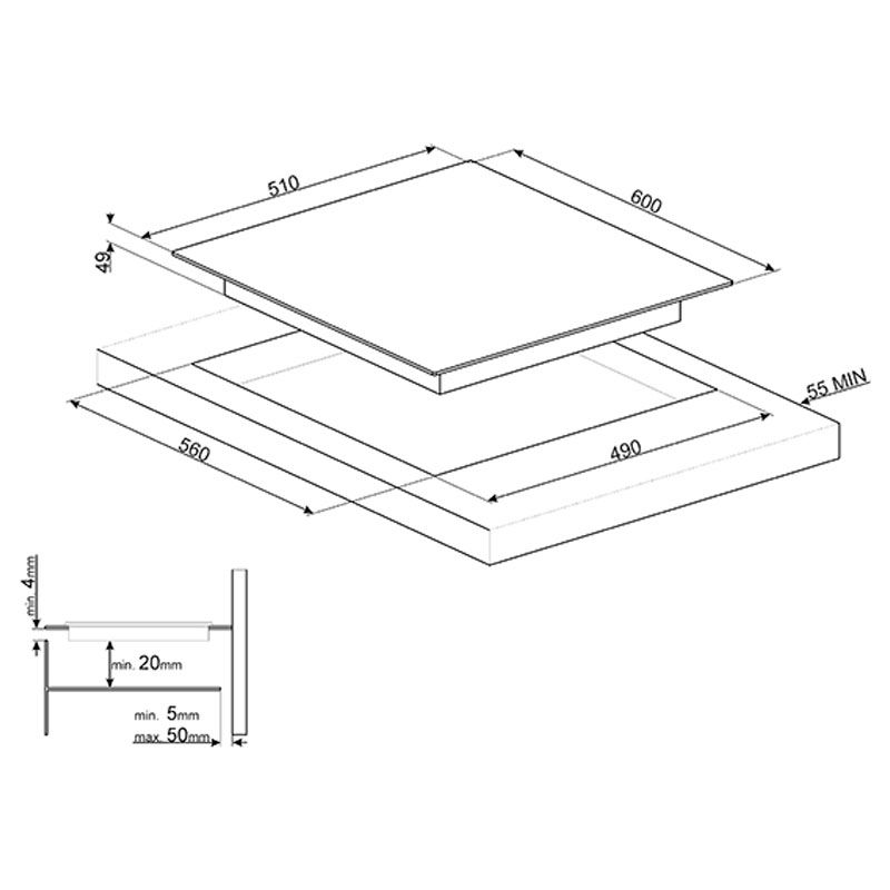 Placa de Induccion Smeg E SI1M7633B 3 Zonas 60cm Negro - Imagen 2