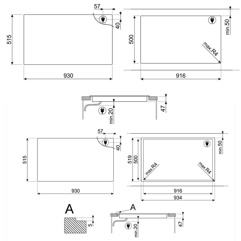 Placa de Induccion Smeg E SIA1963D Zona Unica 93cm Negro - Imagen 2