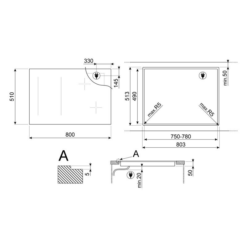 Placa de Induccion Smeg E SIM6864R 6 Zonas 80cm Negro - Imagen 2