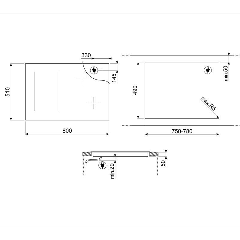 Placas de Induccion Smeg E SIM1864DG 6 Zonas 80cm Gris - Imagen 2