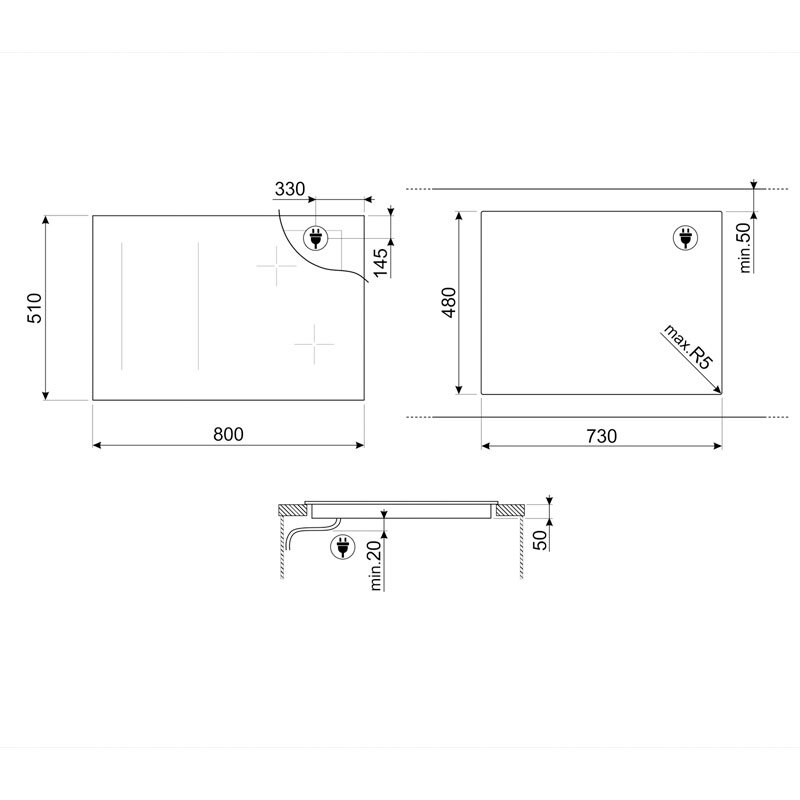 Placa de Induccion Smeg E SIM3844D 4 Zonas 80cm Negro - Imagen 2
