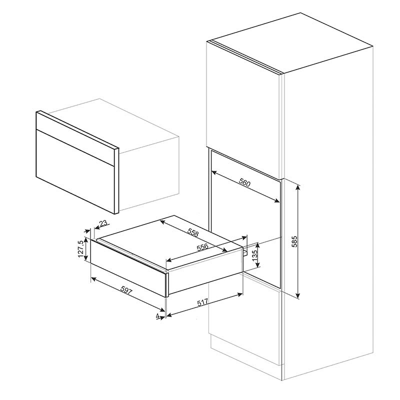 Calientaplatos Smeg E CPR115B3 59.7cm Negro - Imagen 2