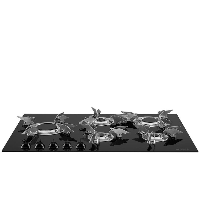 Placa de Cristal Smeg E PVL675LCN 5 Gas 75cm Negro - Imagen 3