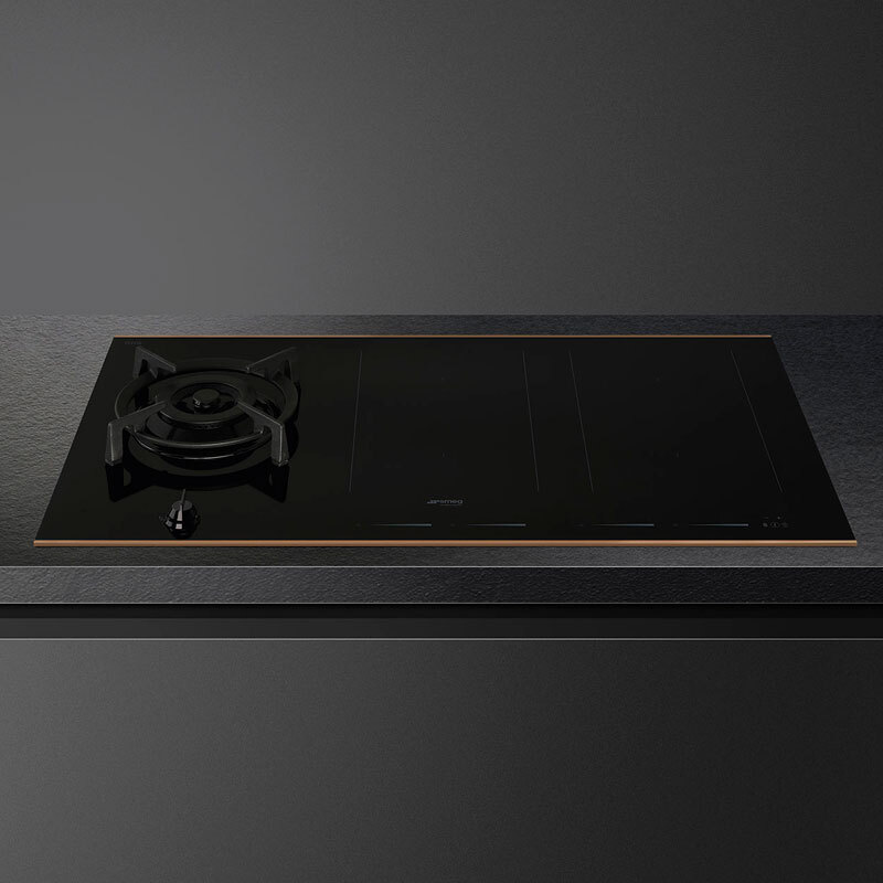 Placa de Induccion Mixta Smeg E PM6954R 4 Zonas +1 Gas 90cm Negro - Imagen 3