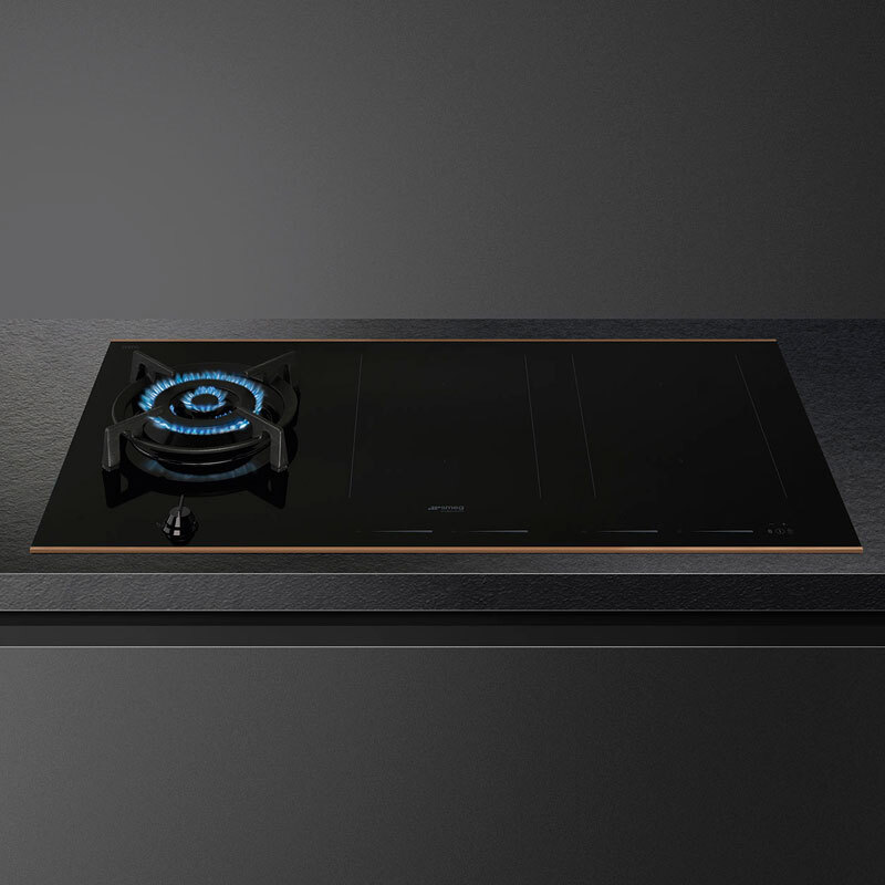 Placa de Induccion Mixta Smeg E PM6954R 4 Zonas +1 Gas 90cm Negro - Imagen 4