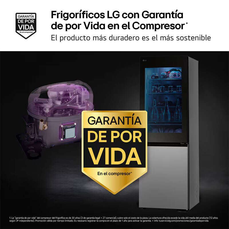 Frigorífico Combi LG GBG5160CPY 186cm 349L Clase C Inox - Imagen 7