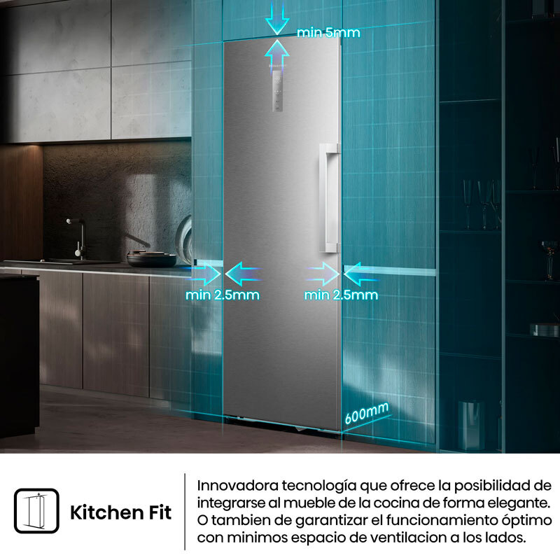 Congelador Hisense FT3K310SAIE1 185.6cm 312L Clase E Inox - Imagen 7