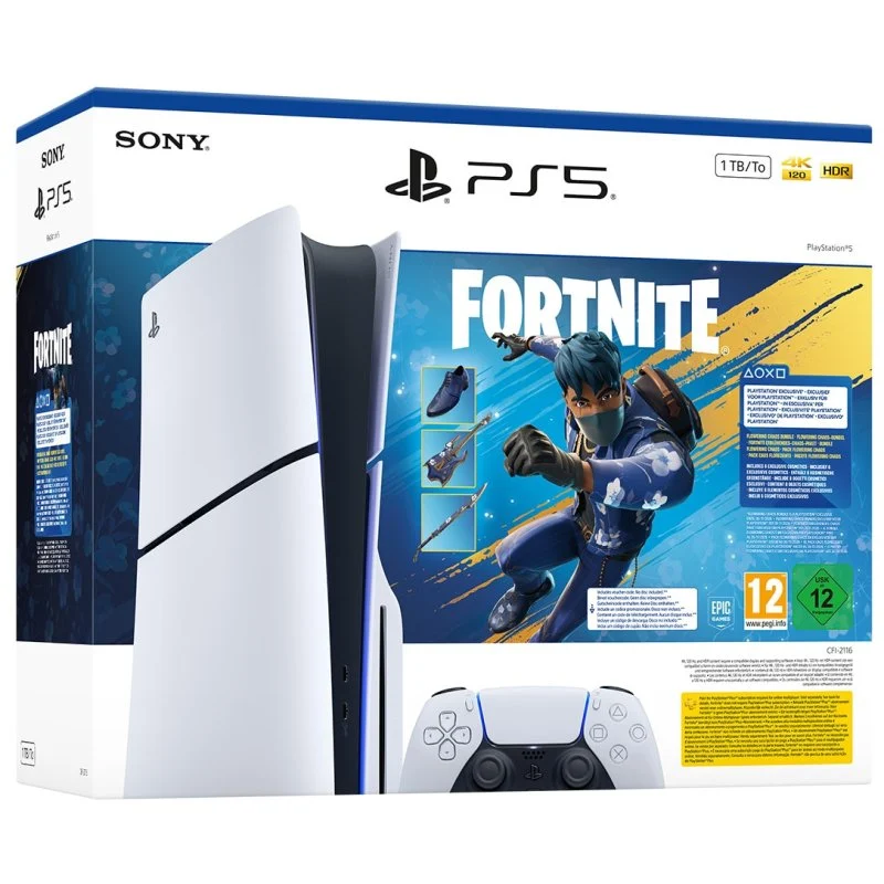 Consola Sony PlayStation 5 Slim Chasis E 1TB Blanco + Fortnite Flowering Chaos