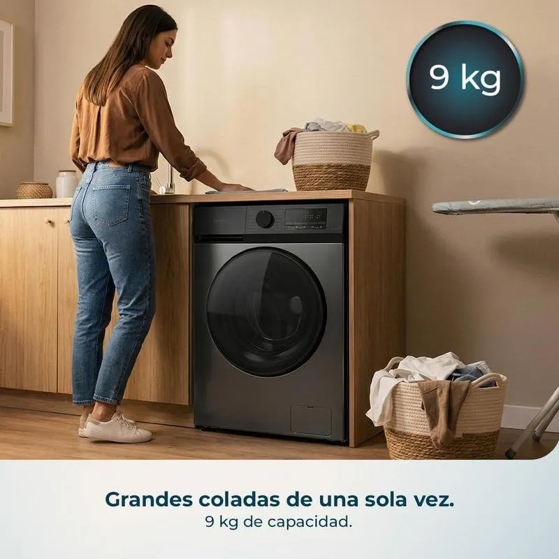 Lavadora Cecotec Bolero DressCode 9450 Inverter Steel 9Kg Clase A-10% Gris Oscuro - Imagen 3