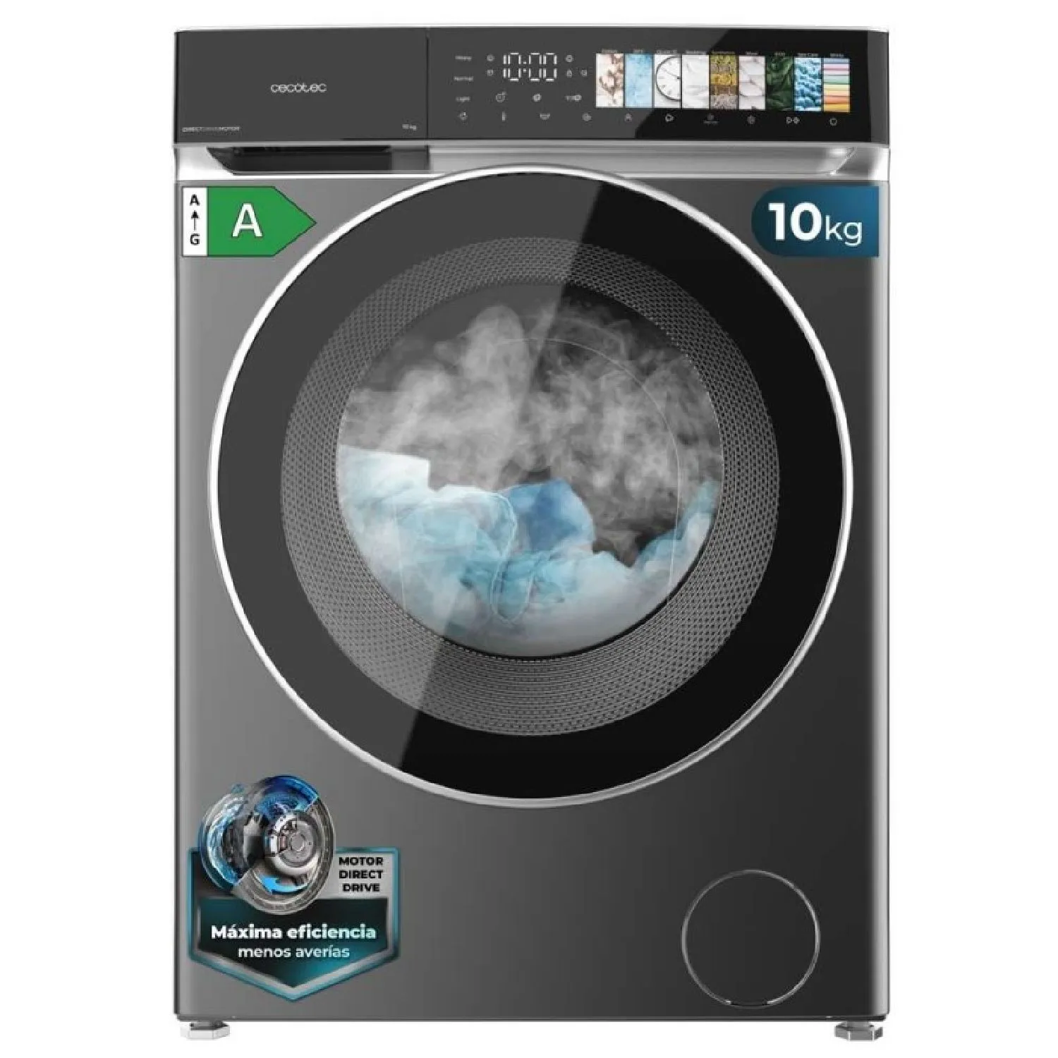 Lavadora Cecotec Bolero DressCode 10970 Direct Drive Steel 10Kg Clase A Gris Oscuro - Imagen 2