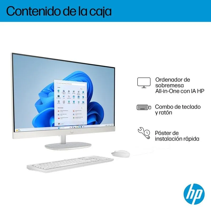 Ordenador HP 27-cr2014ns Intel Core Ultra 5 225U 16GB 512GB SSD 27" Blanco - Imagen 3