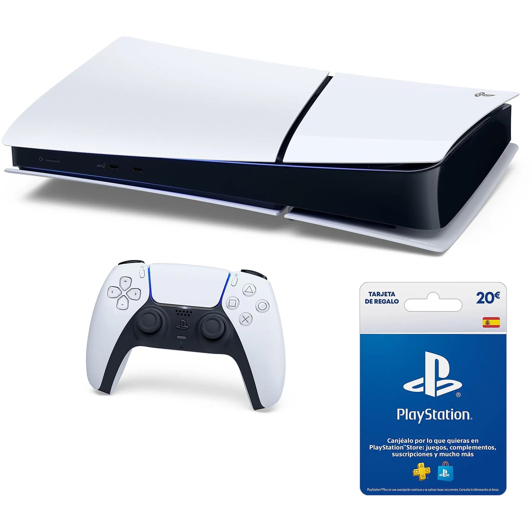 Consola Sony PlayStation 5 Slim Digital Edition 825GB SSD Chasis D Blanco + Tarjeta PS Plus 20€ - Imagen 2