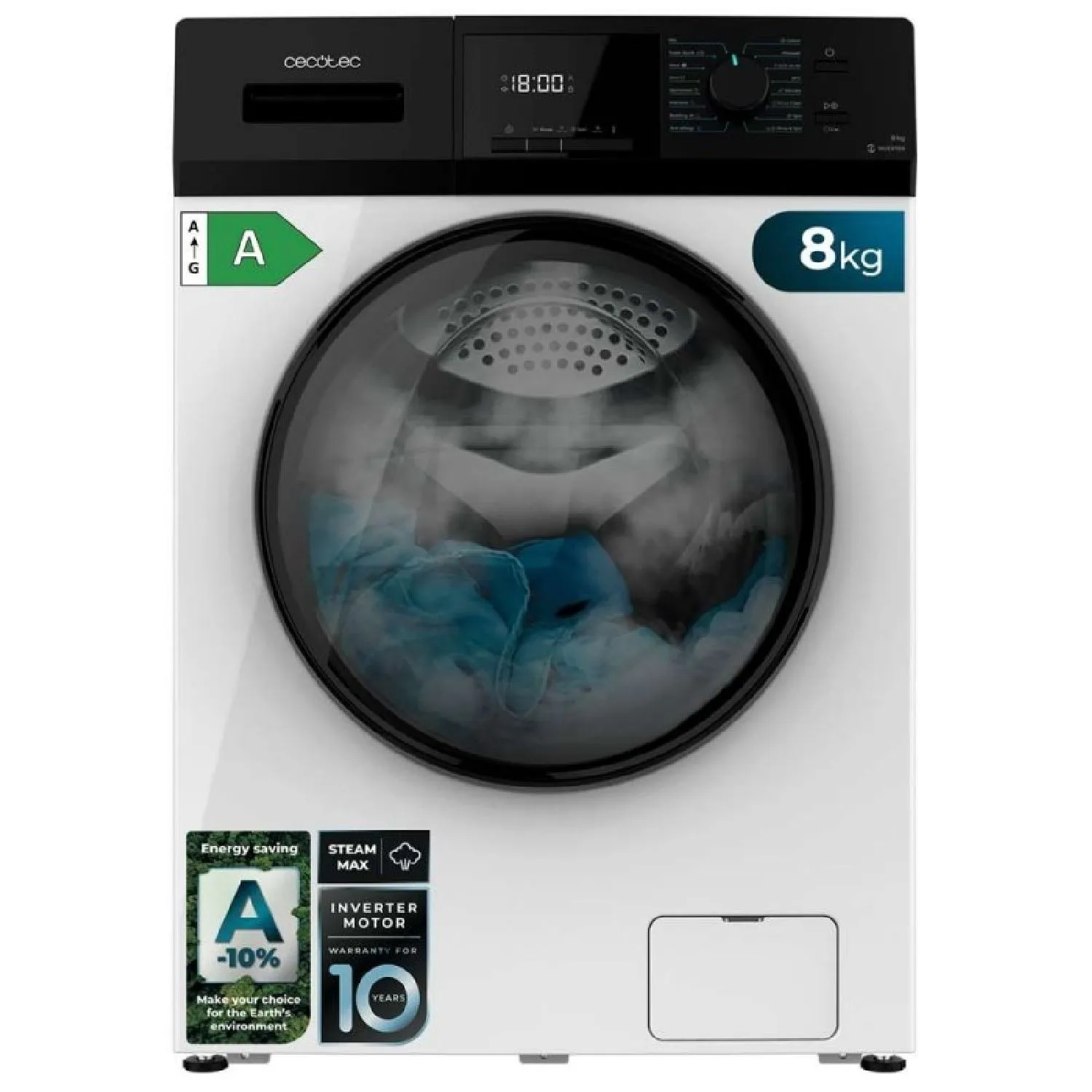 Lavadora Cecotec Bolero Dresscode 8411 Inverter 8Kg Clase A Blanco