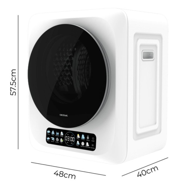 Mini Secadora Cecotec Bolero DressCode Dry 3400V 3Kg Clase G Blanco - Imagen 3