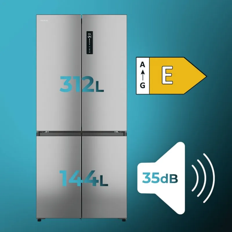 Frigorífico 4P Cecotec Bolero CoolMarket 4D 456 SBI 190cm 456L Clase E Inox - Imagen 3