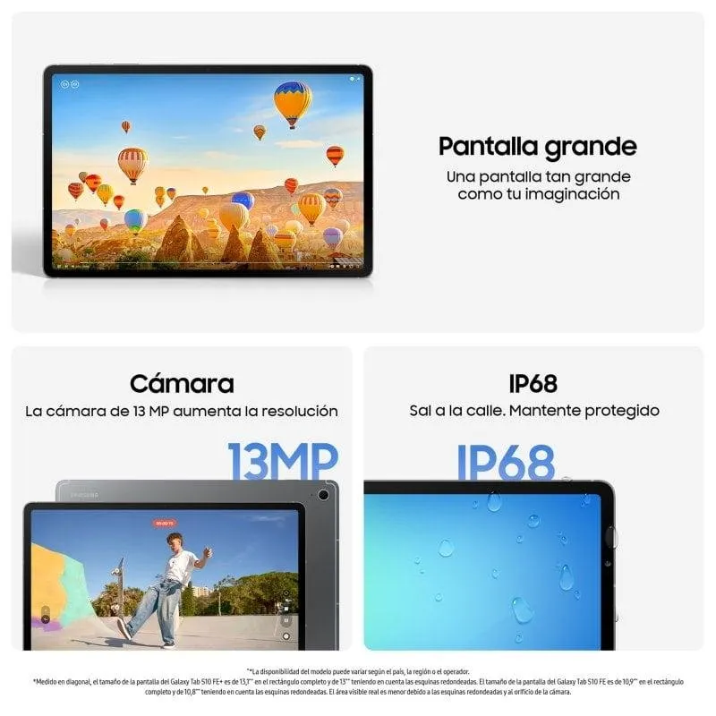 Tablet Samsung Galaxy Tab S10 FE Plus WiFi 8GB 128GB 13,1"Gris - Imagen 4