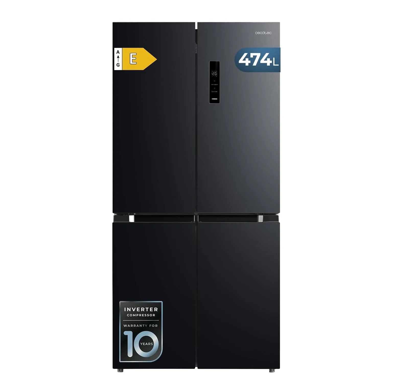 Frigorífico 4 Puertas Cecotec Bolero CoolMarket 4D 474 Dark 177.5cm 474L Clase E Negro