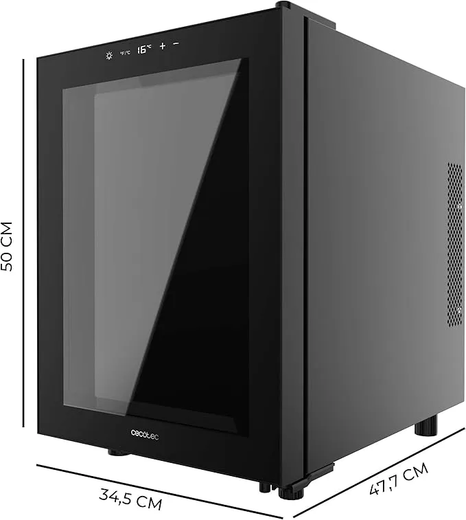 Vinoteca Cecotec Bolero GrandSommelier 1255 CoolCrystal 34.5cm 12 Botellas Clase E Negro - Imagen 2