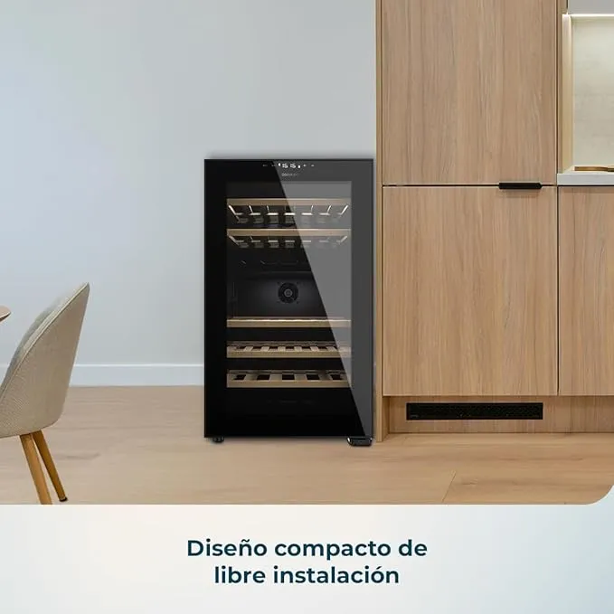 Vinoteca Cecotec Bolero GrandSommelier Duo 52000 Black 84cm 52 Botellas Clase G Negro - Imagen 3