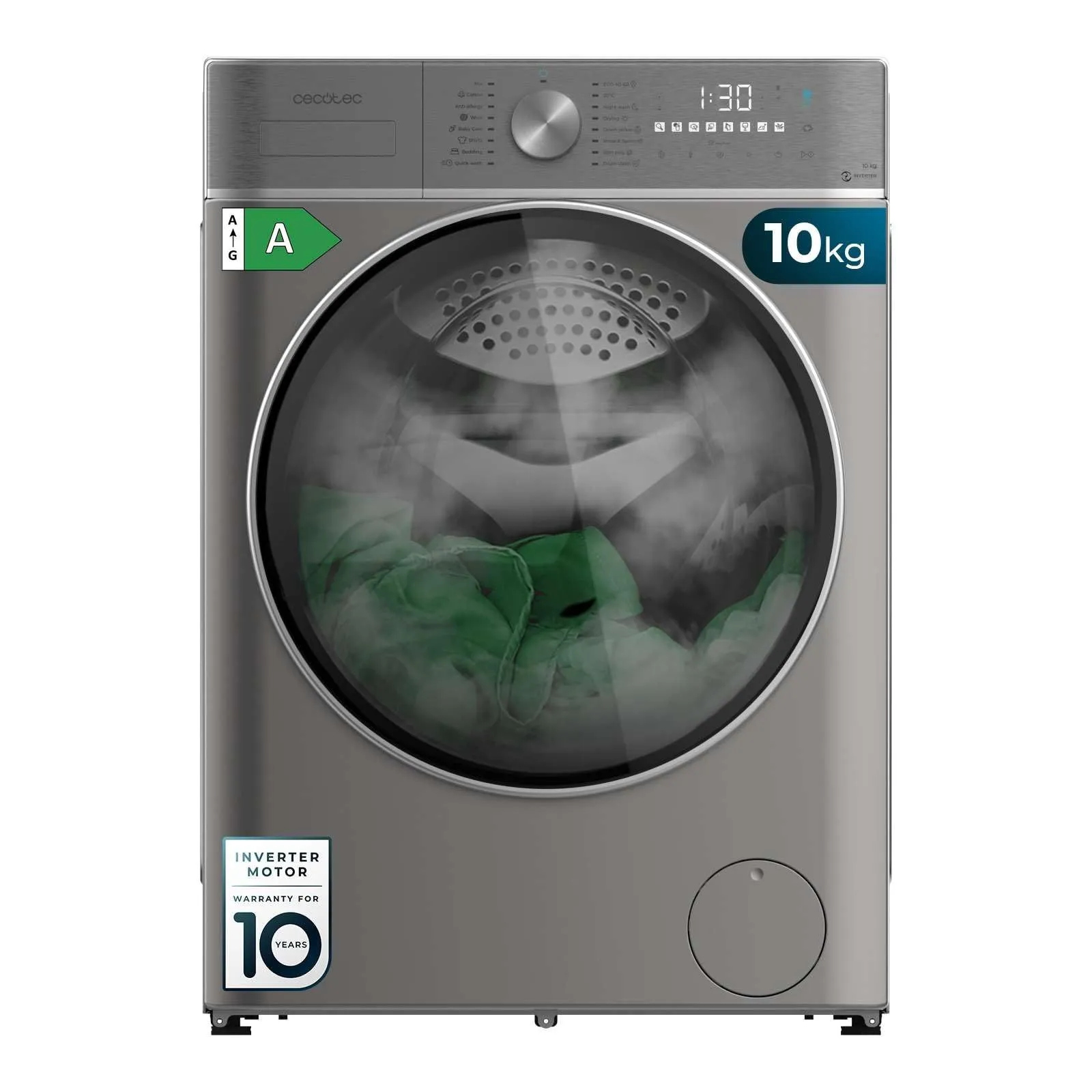 Lavasecadora Cecotec Bolero Wash&Dry 10680 Inverter Steel 10/6Kg Clase A Gris