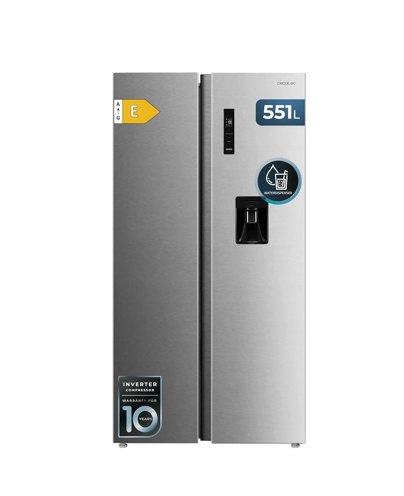 Frigorífico 4P Cecotec Bolero CoolMarket SBS 551 WD 176cm 551L Clase E Inox