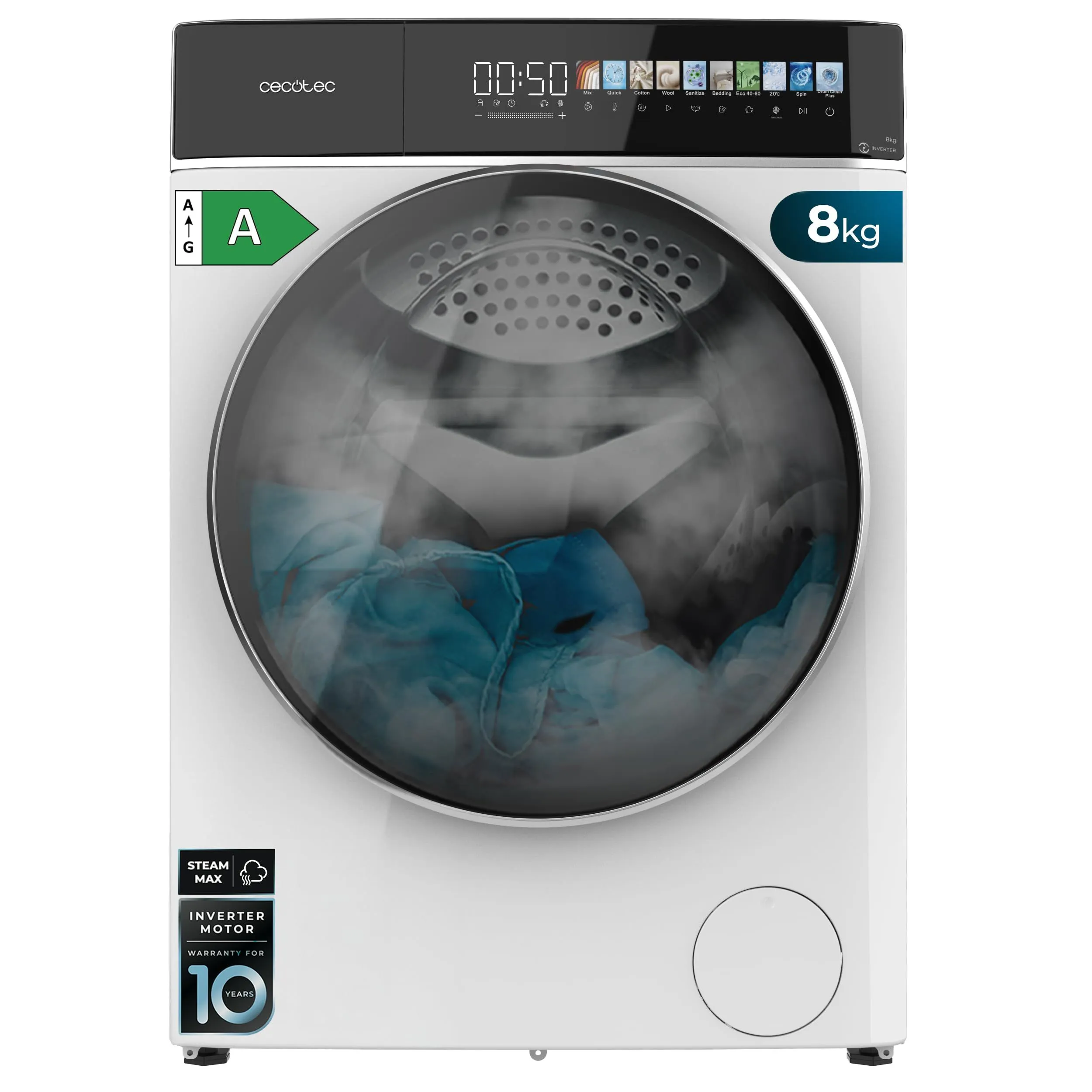 Lavasecadora Cecotec Bolero Wash&Dry 85900 Inverter 8/5Kg Clase A Blanco