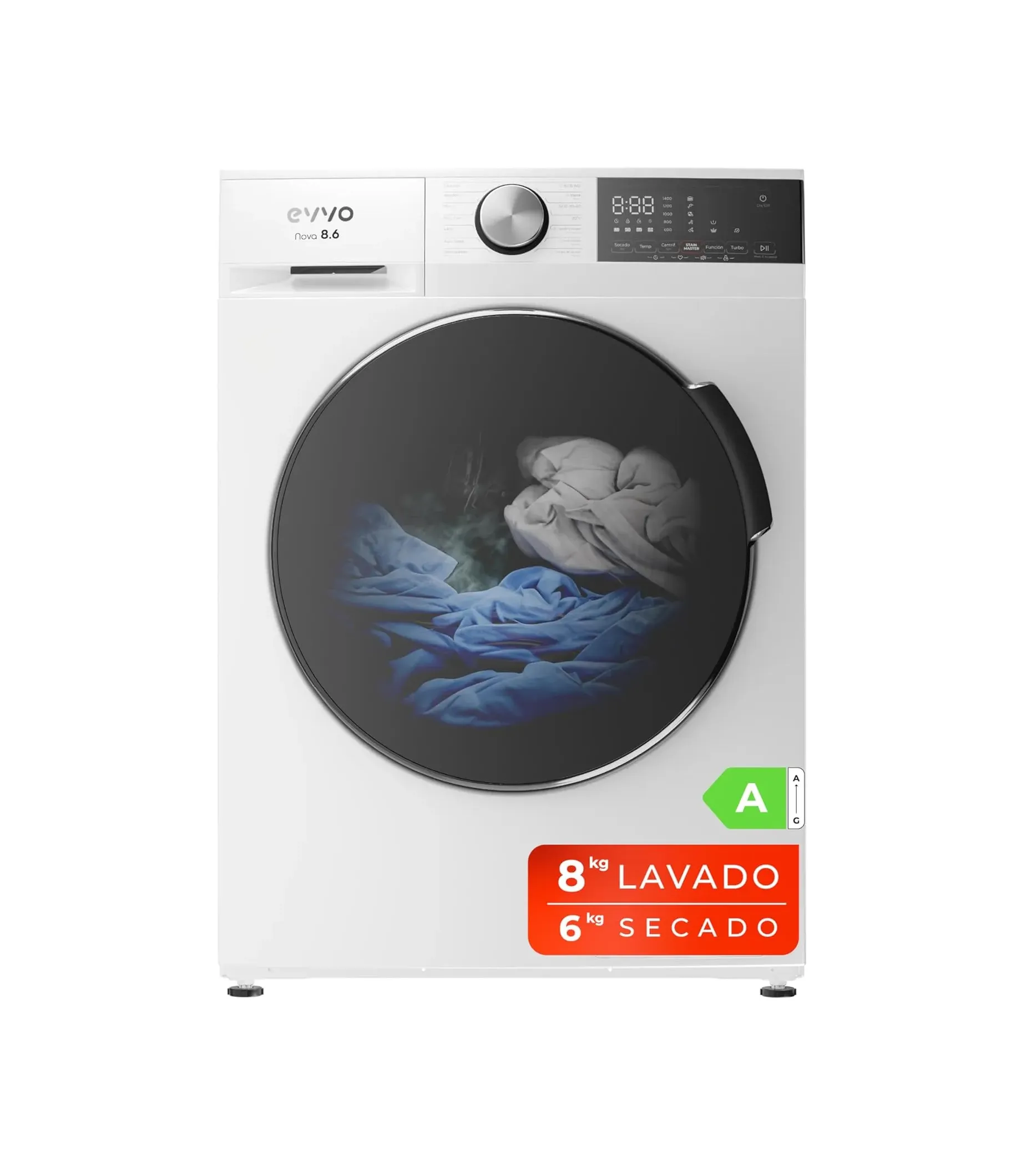 Lavasecadora EVVO Nova 8/6 V2 8/6Kg Clase A Blanco