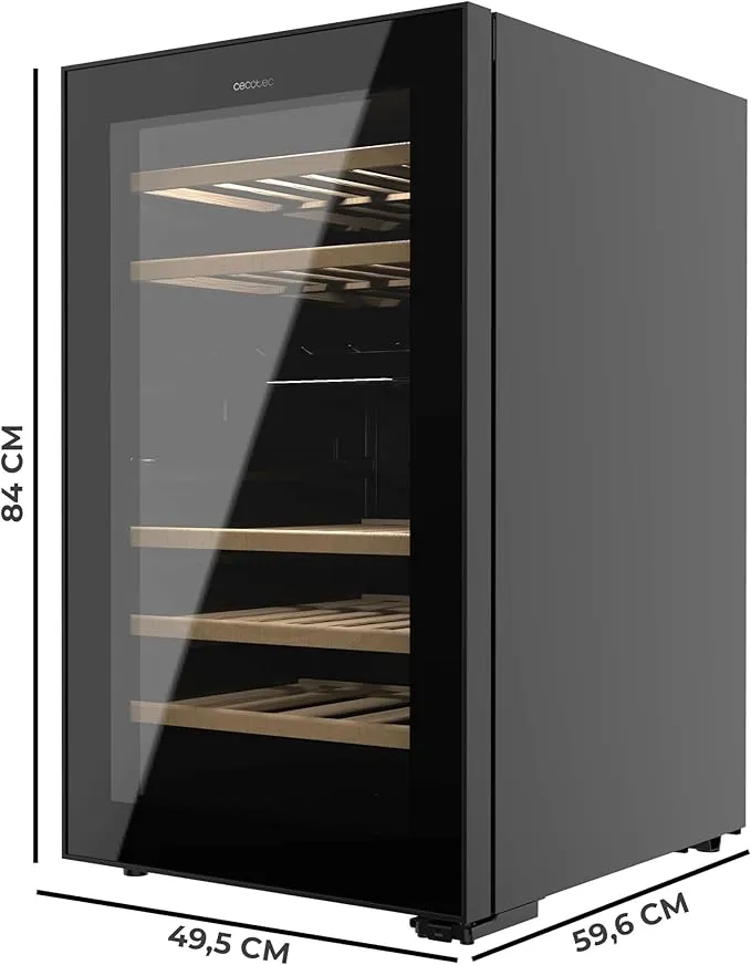 Vinoteca Cecotec Bolero GrandSommelier Duo 52000 Black 84cm 52 Botellas Clase G Negro - Imagen 2