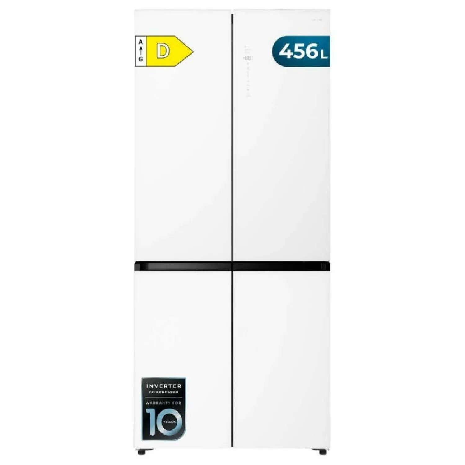 Frigorífico 4P Cecotec Bolero CoolMarket 4D 456 SBI Matt White Glass 189.5cm 456L Clase D Blanco