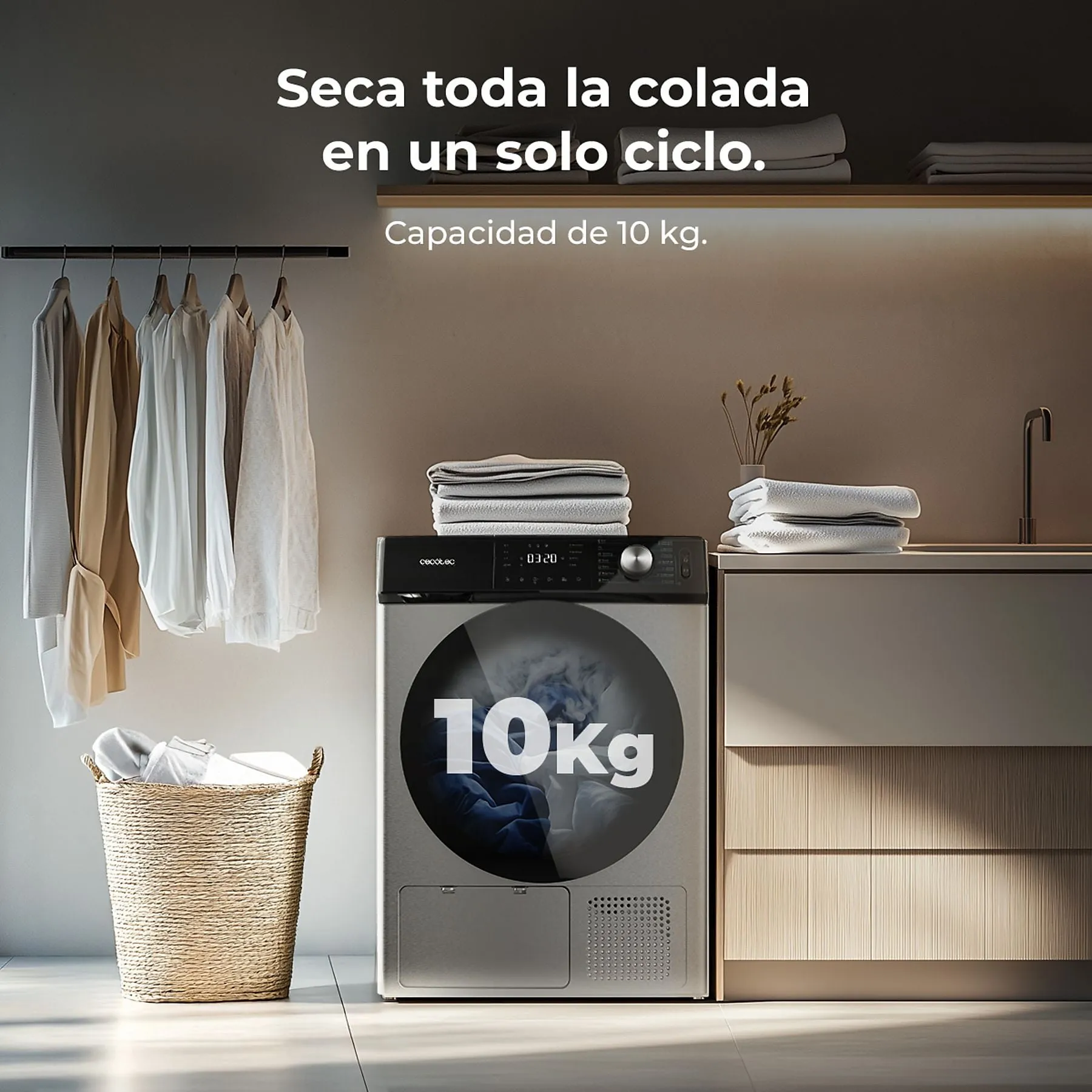 Secadora Cecotec Bolero DressCode Dry 10355 Steel 10Kg Clase A++ Inox - Imagen 2