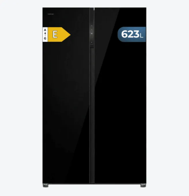 Frigorífico Americano Bolero CoolMarket SBS 623 Black Glass 183cm 623L Clase E Negro