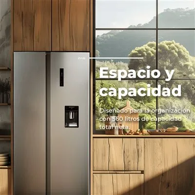 Frigorífico Americano Evvo F90Xe Aqua 177cm 559L Clase E Inox - Imagen 4