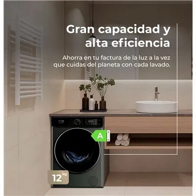 Lavadora EVVO Nature R12X 12Kg Clase A Inox - Imagen 2
