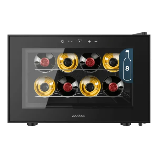 Vinoteca Cecotec Bolero GrandSommelier 800H CoolCrystal 30.4cm 8 Botellas Clase B Negro
