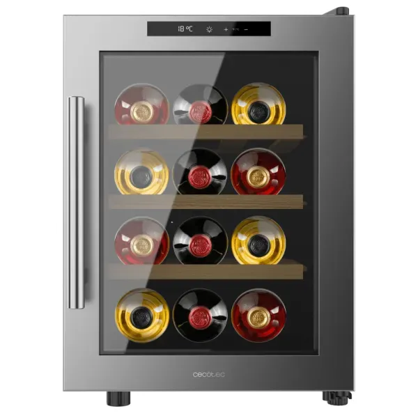 Vinoteca Cecotec Bolero GrandSommelier 1255 CoolWood 47.7cm 12 Botellas Clase E Inox