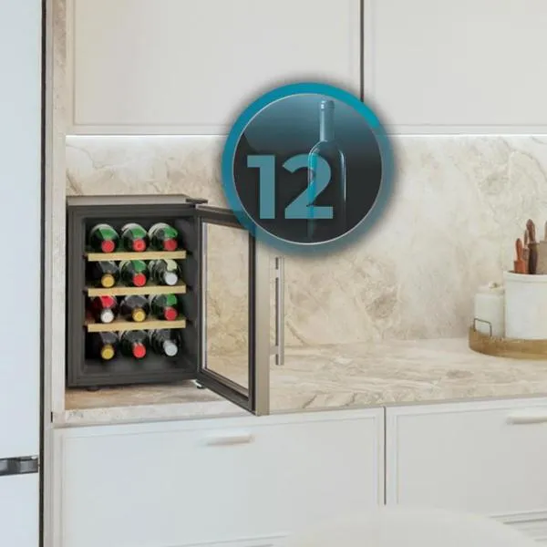 Vinoteca Cecotec Bolero GrandSommelier 1255 CoolWood 47.7cm 12 Botellas Clase E Inox - Imagen 3