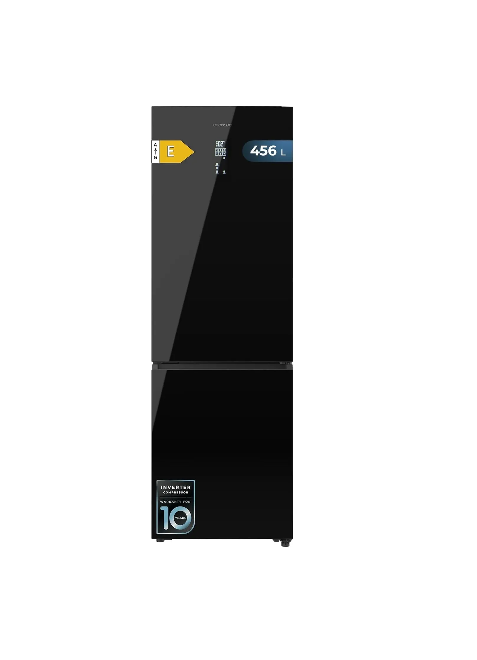 Frigorífico Cecotec Bolero CoolMarket Combi 456 Black Glass 201cm 456L Clase E Negro