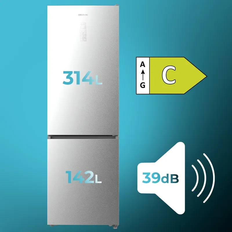 Frigorífico Cecotec Bolero CoolMarket Combi 456 201cm 456L Clase C Inox - Imagen 2