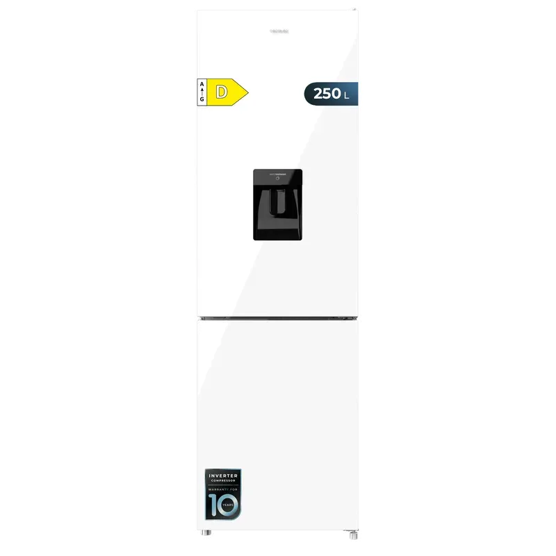Frigorífico Cecotec Bolero CoolMarket Combi 250 WD Total White Glass 180cm 250L Clase D Blanco