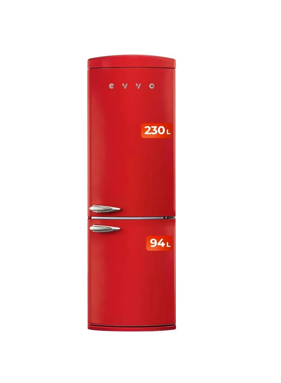 Frigorífico Combi Evvo F60R Retro 186cm 324L Clase E Rojo Claro