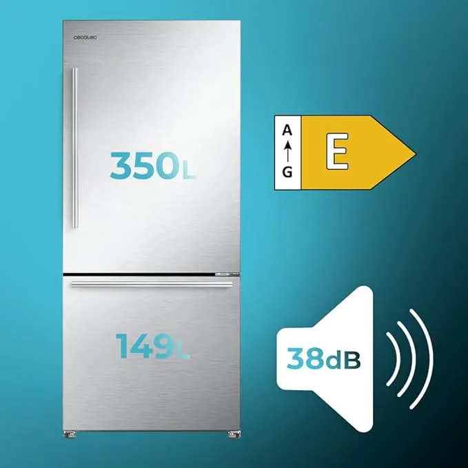 Frigorífico Cecotec Bolero CoolMarket Combi FD 499 178cm 499L Clase E Inox - Imagen 2