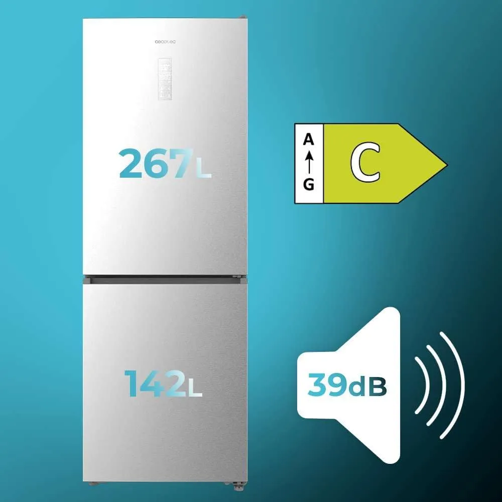Frigorífico Cecotec Bolero CoolMarket Combi 409 Inox 185cm 409L Clase C Inox - Imagen 2