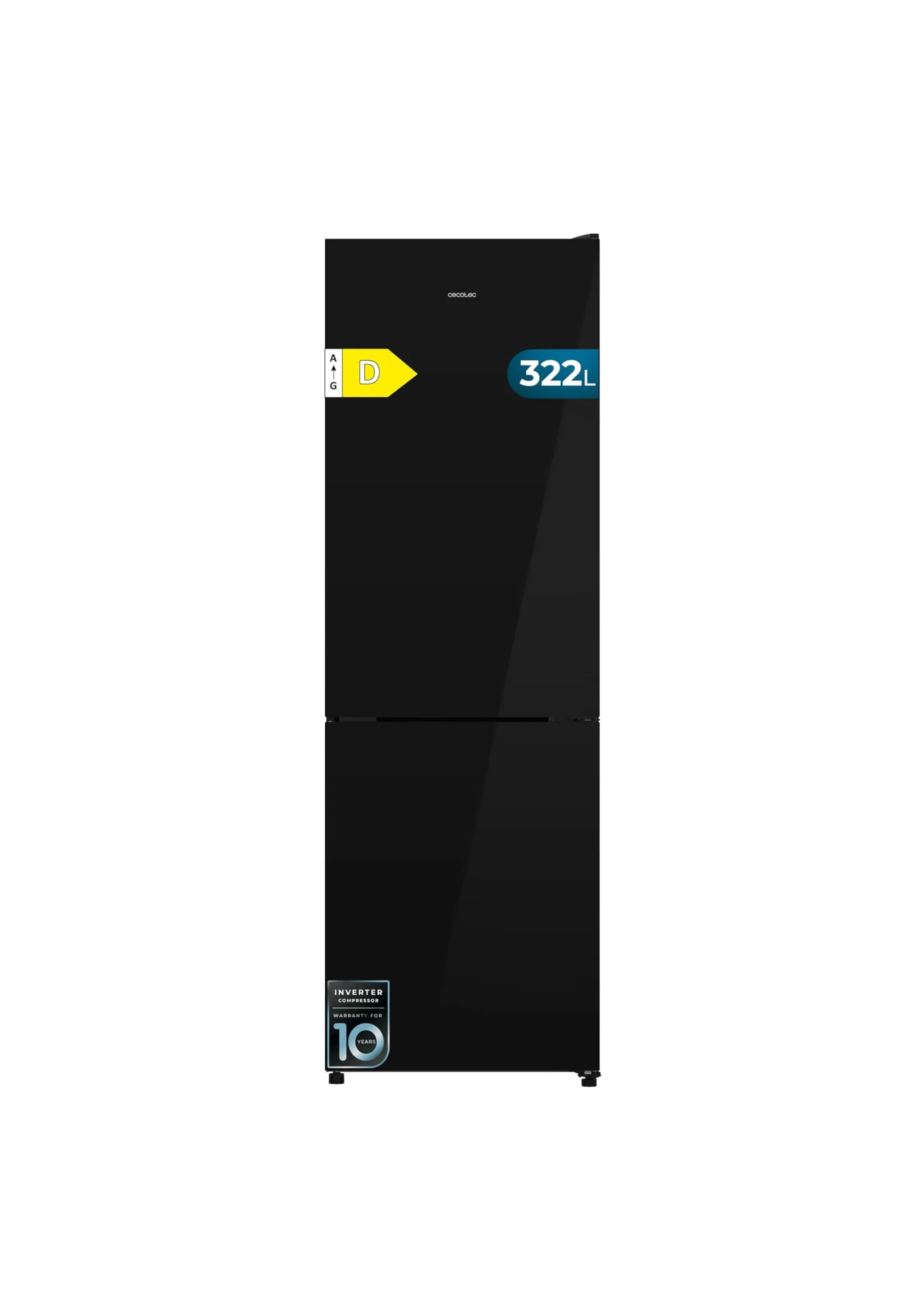 Frigorífico Cecotec Bolero CoolMarket Combi 322i Black Glass 185.5cm 322L Clase D Negro