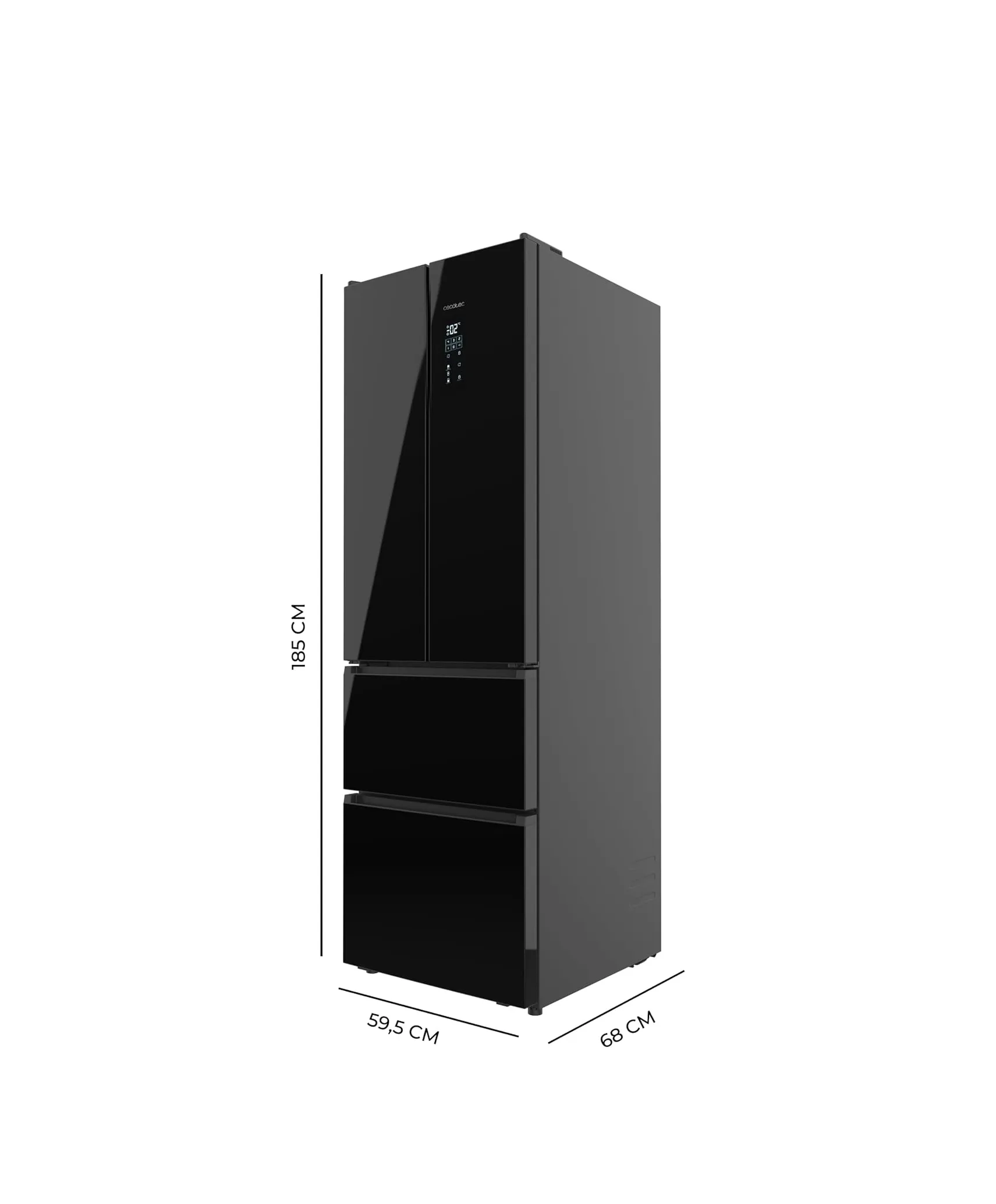 Frigorífico Cecotec Bolero CoolMarket Combi F2D 395 Black Glass 185cm 395L Clase E Negro - Imagen 3