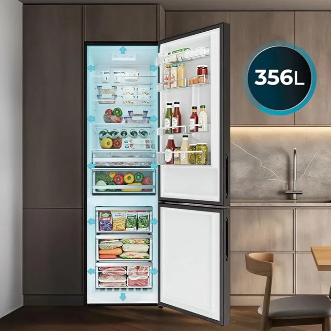 Frigorífico Cecotec Bolero CoolMarket Combi 356i Black Glass 200cm 356L Clase E Negro - Imagen 2