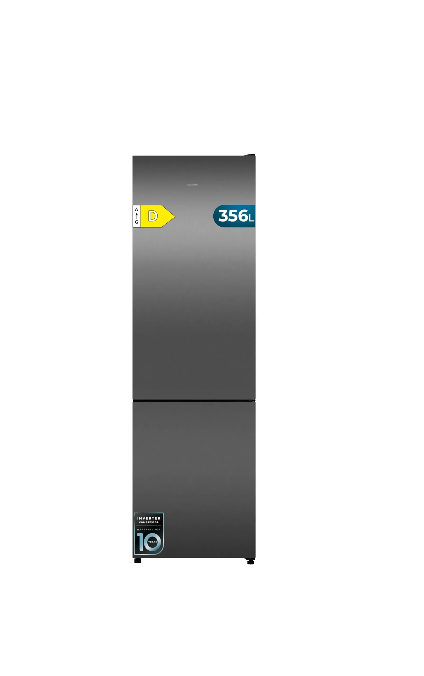 Frigorífico Cecotec Bolero CoolMarket Combi 356i Dark 200cm 356L Clase D Gris Oscuro