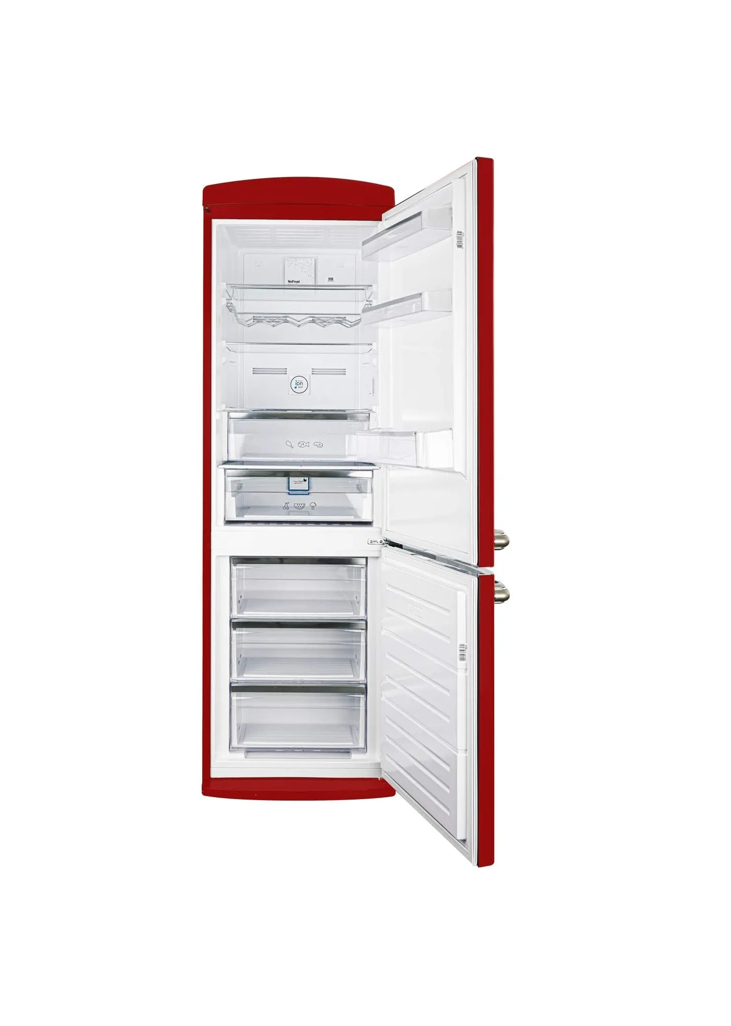 Frigorífico Combi Evvo F60R Retro 186cm 324L Clase E Rojo Claro - Imagen 3