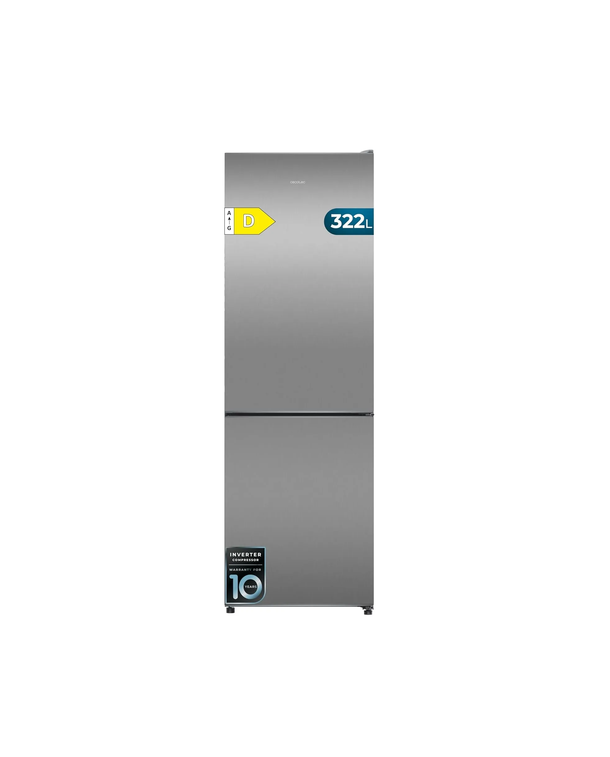 Frigorífico Cecotec Bolero CoolMarket Combi 322i Inox 185.5cm 322L Clase D Inox