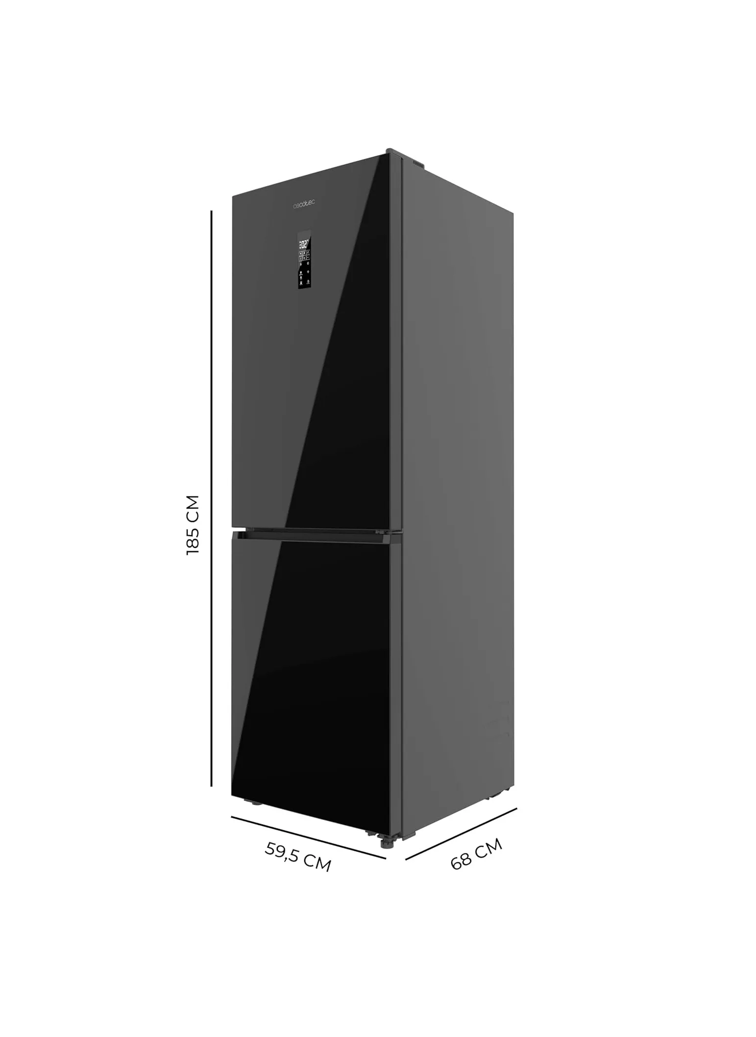 Frigorífico Cecotec Bolero CoolMarket Combi 409 Black Glass 185cm 409L Clase C Negro - Imagen 3